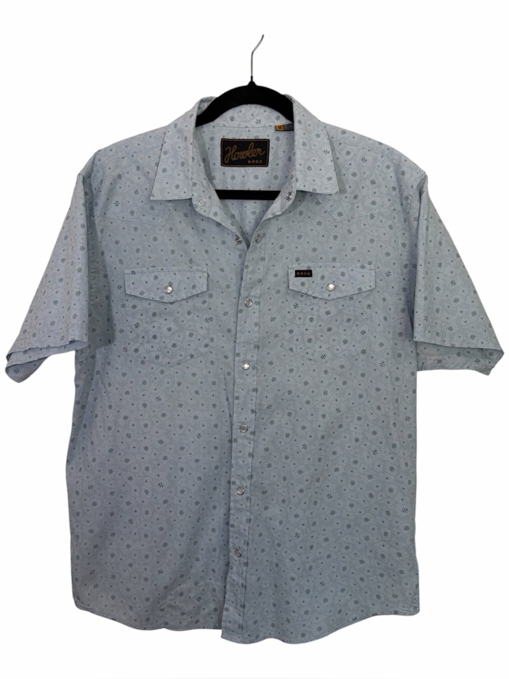 Howler Brother Pearl Snap Button Shirt Mens Medium Blue Festival Country Cowboy